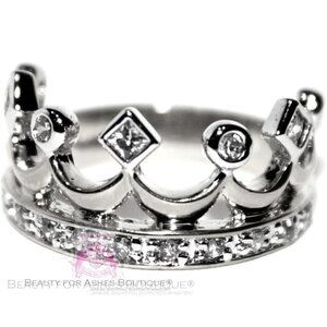 Cubic Zirconia Royalty Princess Clear CZ Royal 925 Sterling Silver Crown Ring 7